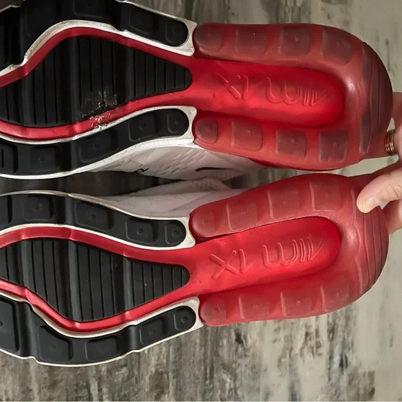 Nike Air Max 270 White with Red Accents Athletic Shoes